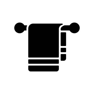 Havlu kanca vektör simgesinde. Otel tabelası. Seyahat ve turizm web sitesi ve uygulama tasarımı, logo, uygulama, UI için grafik sembolü