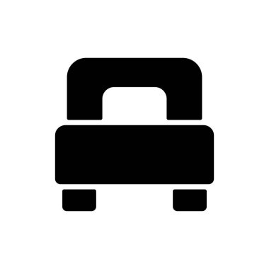 Tek yataklı düz vektör sembolü. Seyahat ve turizm web sitesi ve uygulama tasarımı, logo, uygulama, UI için grafik sembolü