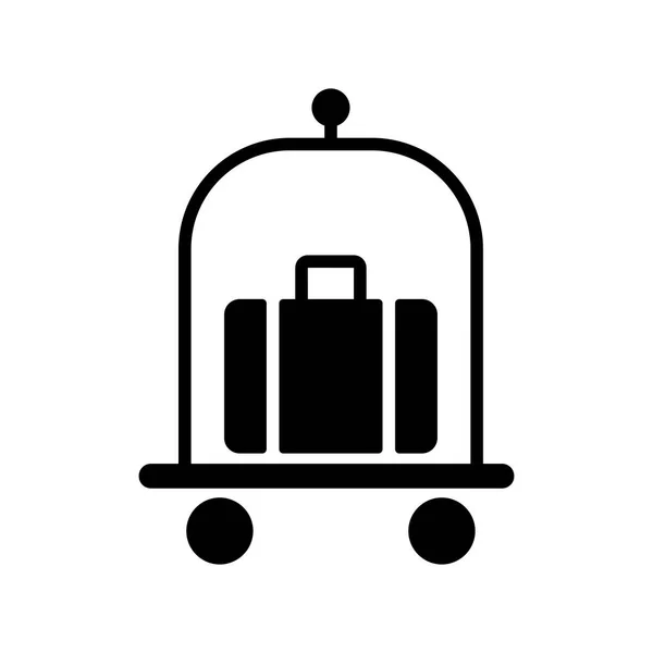 Baggage Luggage Suitcases Trolley Flat Vector Glyph Icon Hotel Sign — Stock Vector