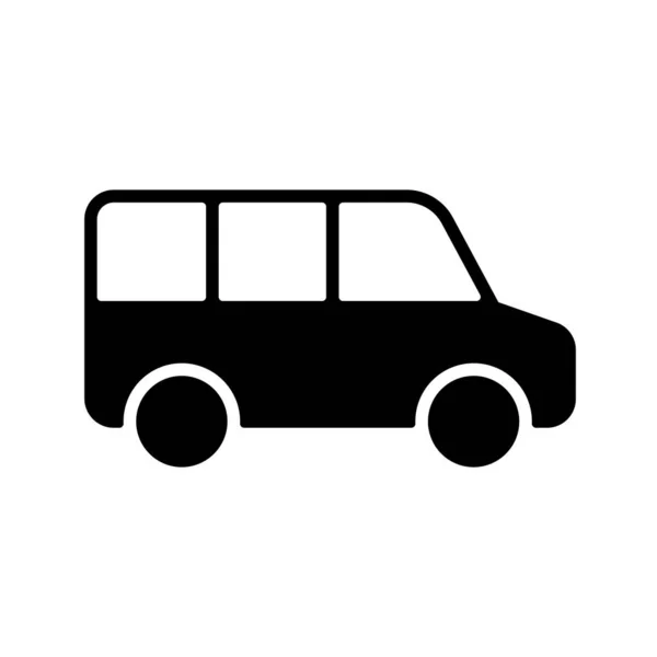 Minibús Transporte Aeropuerto Icono Del Glifo Vectorial Del Autobús Enlace — Vector de stock