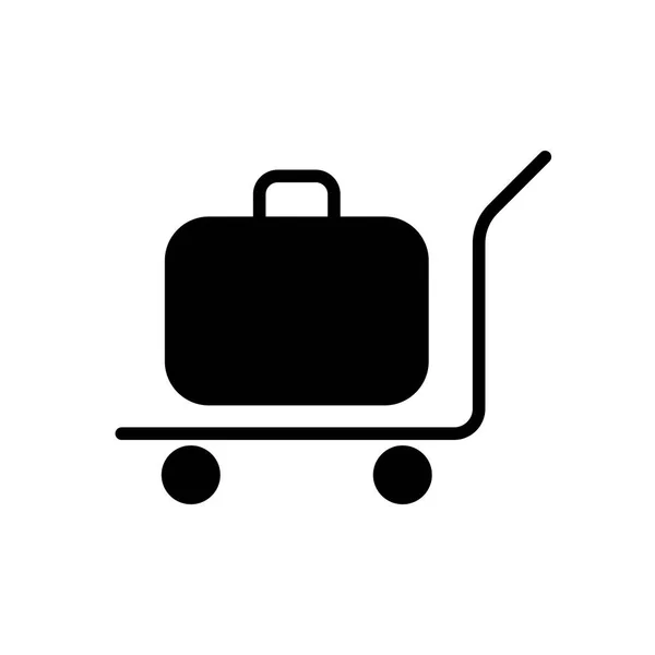 Bagages Bagages Valises Sur Chariot Vecteur Plat Glyphe Icône Panneau — Image vectorielle
