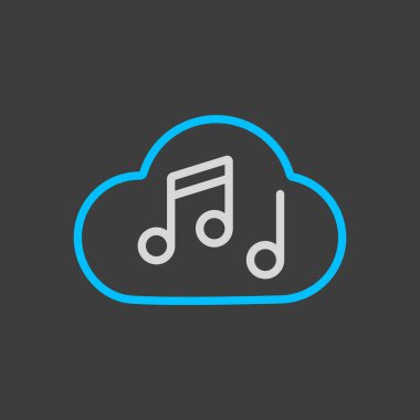 Koyu arkaplanda müzik notası ses vektörü simgesi. Müzik işareti. Müzik ve ses web sitesi için grafik sembolü ve uygulama tasarımı, logo, uygulama, UI