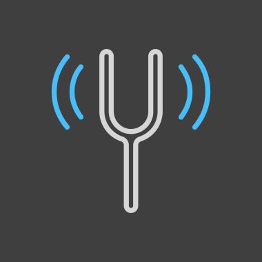 Koyu arkaplanda çatal vektör düz simgesi ayarlanıyor. Müzik işareti. Müzik ve ses web sitesi için grafik sembolü ve uygulama tasarımı, logo, uygulama, UI