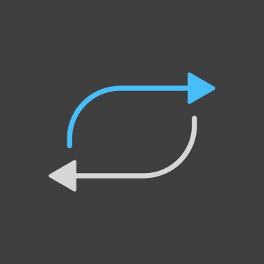 Koyu arkaplanda vektör düz simgesini tekrarla. Müzik işareti. Müzik ve ses web sitesi için grafik sembolü ve uygulama tasarımı, logo, uygulama, UI