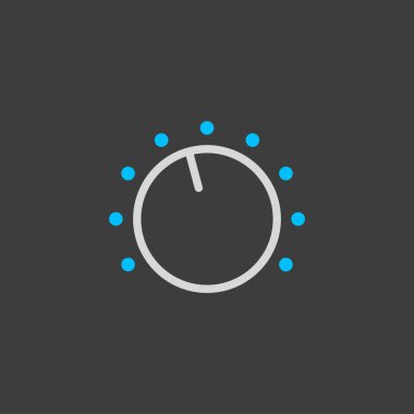 Koyu arkaplanda Cilt düğmesi vektör düz simgesi. Müzik işareti. Müzik ve ses web sitesi için grafik sembolü ve uygulama tasarımı, logo, uygulama, UI