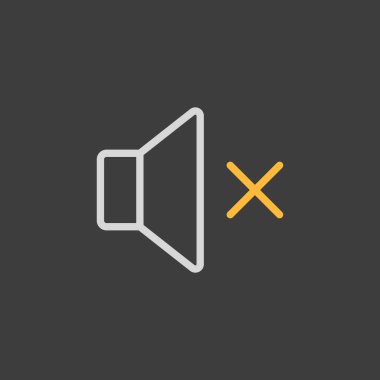 Karanlık arkaplanda vektör simgesini kapat. Sesi aç. Sessiz düğme. Müzik ve ses web sitesi için grafik sembolü ve uygulama tasarımı, logo, uygulama, UI