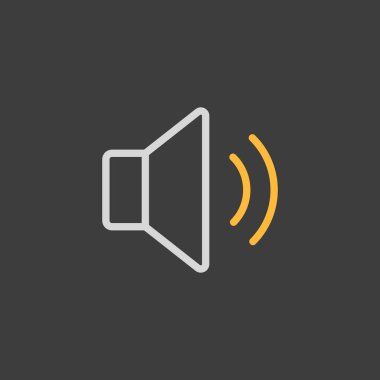 Koyu arkaplanda orta ses müzik vektörü düz simgesi. Müzik ve ses web sitesi için grafik sembolü ve uygulama tasarımı, logo, uygulama, UI