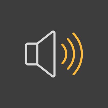 Koyu arkaplanda maksimum hacim yüksek vektör düz simgesi. Müzik ve ses web sitesi için grafik sembolü ve uygulama tasarımı, logo, uygulama, UI