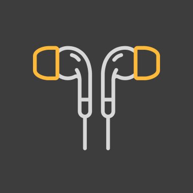 Kulaklık vektör simgesi koyu arkaplanda. Müzik işareti. Müzik ve ses web sitesi için grafik sembolü ve uygulama tasarımı, logo, uygulama, UI