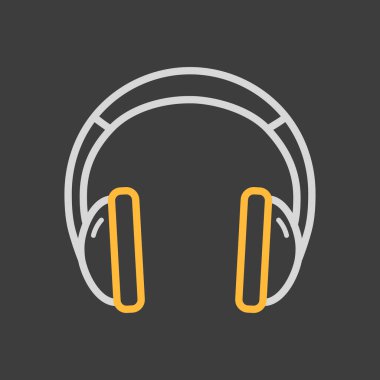 Karanlık arka planda kulaklık vektör simgesi. Müzik işareti. Müzik ve ses web sitesi için grafik sembolü ve uygulama tasarımı, logo, uygulama, UI