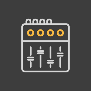 Koyu arkaplanda konsol düz vektör simgesi karıştırılıyor. Müzik ve ses web sitesi için grafik sembolü ve uygulama tasarımı, logo, uygulama, UI