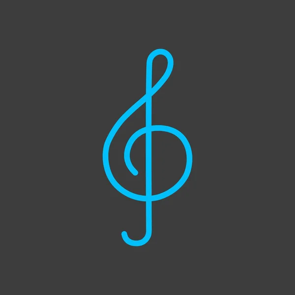 Icône Vectorielle Triple Clef Sur Fond Sombre Panneau Musical Symbole — Image vectorielle