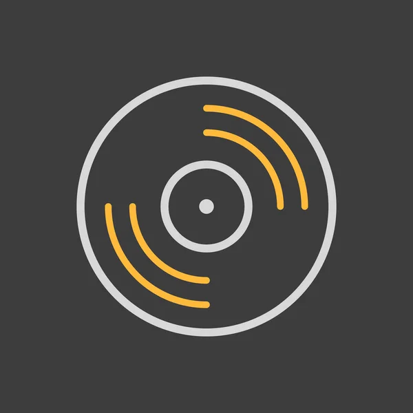 Vinyl Record Record Vector Icon Dark Background 音乐标志 音乐和声音网站及应用程序设计 用户界面的图形符号 — 图库矢量图片