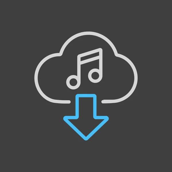 Cloud Télécharger Icône Musique Icône Vectorielle Sur Fond Sombre Panneau — Image vectorielle
