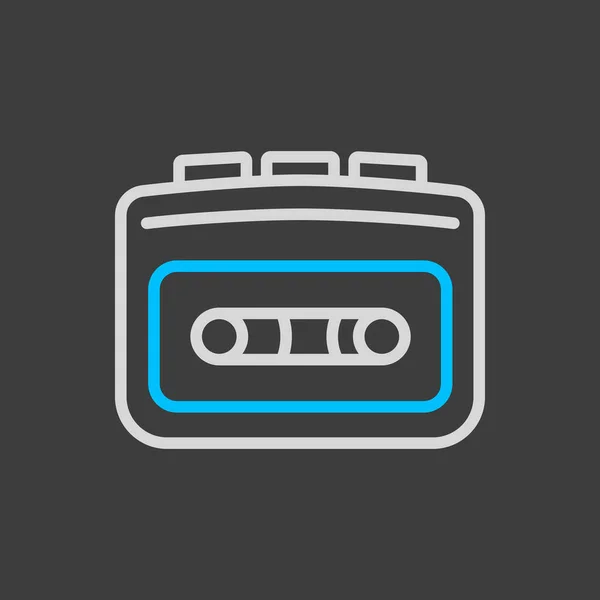 Cassette Speler Vector Platte Pictogram Donkere Achtergrond Muziekbord Grafiek Symbool — Stockvector