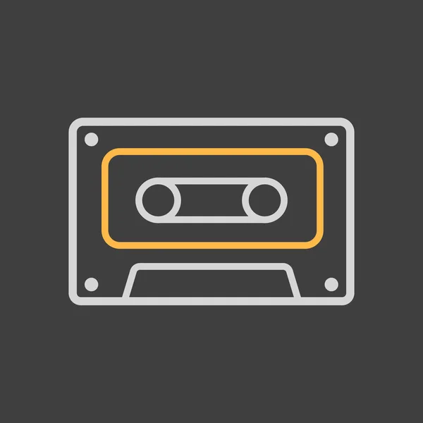 오디오 카세트 테이프 아이콘어두운 배경에 사운드 사이트 디자인 그래프 — 스톡 벡터