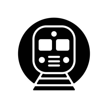Metro metro treni düz vektör sembolü. Seyahat ve turizm web sitesi ve uygulama tasarımı, logo, uygulama, UI için grafik sembolü