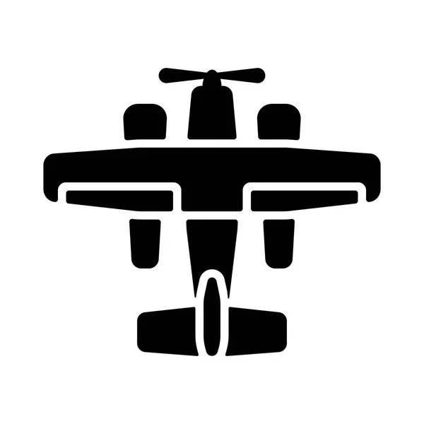 Small Amphibian Seaplane Plane Flat Vector Glyph Icon Graph Symbol — Stock Vector