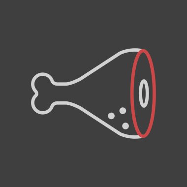 Pork gammon vektör ikon yiyecek eti koyu arkaplanda. Barbekü ve bbq ızgara tabelası. Yemek pişirme web sitesi ve uygulama tasarımı, logo, uygulama, UI için grafik sembolü