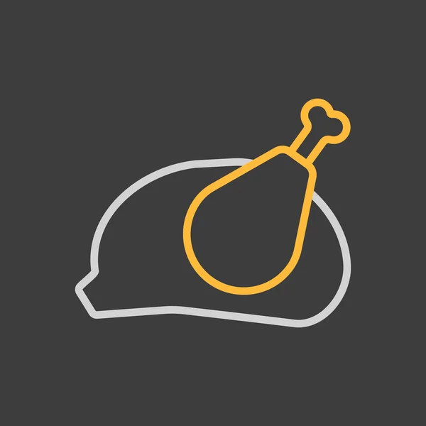 整个烤鸡肉向量图标食物肉在黑暗的背景 烧烤和Bbq烧烤标志 烹饪网站和应用程序设计 用户界面的图形符号 — 图库矢量图片