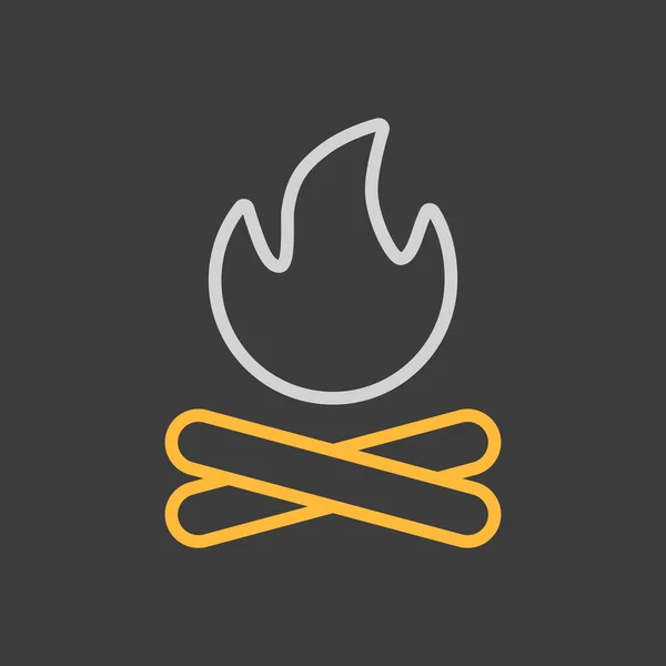 Bonfire Vektor Symbol Auf Dunklem Hintergrund Camping Und Wanderwegweiser Grafik — Stockvektor