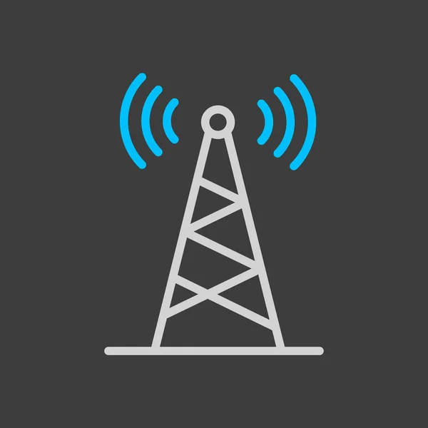 Ikona Wektora Anteny Komunikacyjnej Ciemnym Tle Znak Nawigacji Symbol Graficzny — Wektor stockowy
