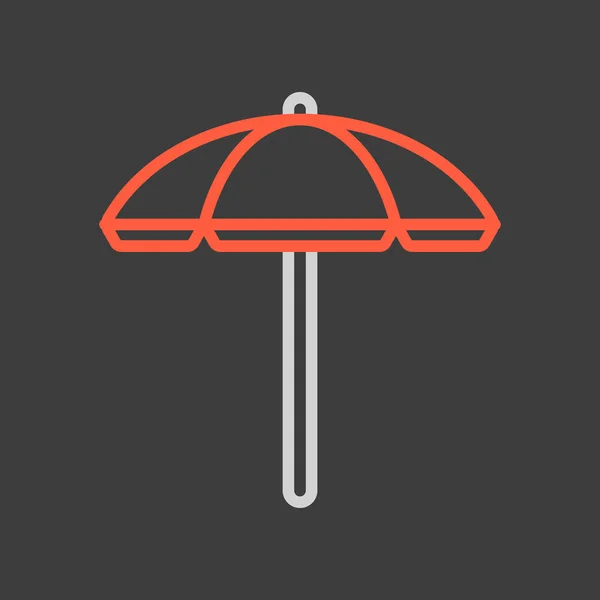 Пляжный Зонтик Плоский Векторный Значок Темном Фоне Летний Знак Графический — стоковый вектор