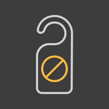 Koyu arkaplandaki işaret vektör simgesini bozmayın. Kırmızı otel kapısı uyarı mesajları. Seyahat ve turizm web sitesi ve uygulama tasarımı için grafik sembolü, UI