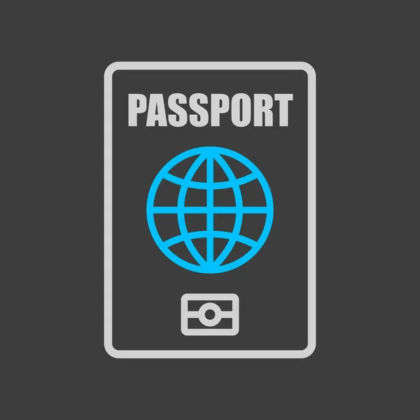 Icono Vector Pasaporte Sobre Fondo Oscuro Símbolo Identificación Símbolo Gráfico — Vector de stock