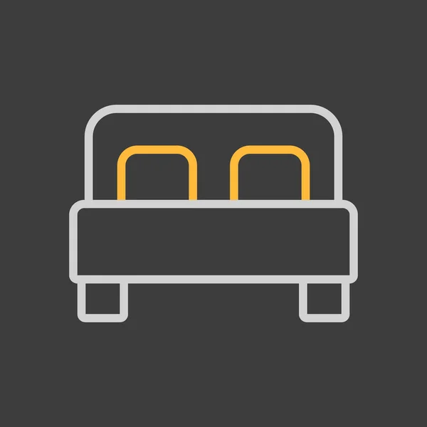Двуспальная Кровать Плоская Векторная Иконка Темном Фоне Графический Символ Путешествий — стоковый вектор