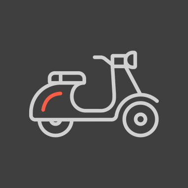 Scooter mobilet düz vektör simgesi koyu arkaplanda. Seyahat ve turizm web sitesi ve uygulama tasarımı, logo, uygulama, UI için grafik sembolü