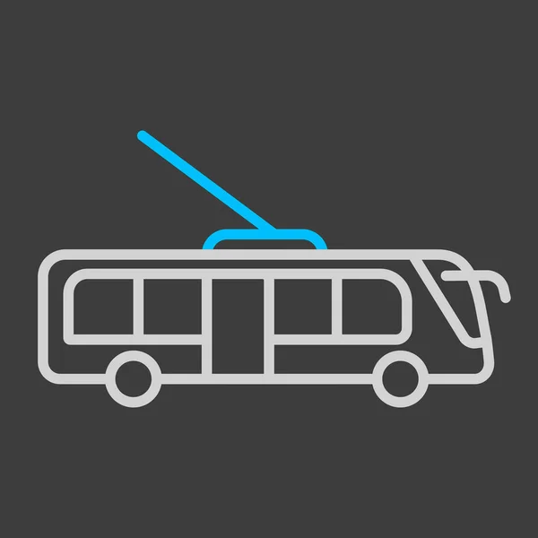 Trolley Trolleybus Flat Vector Icon Dark Background Graph Symbol Travel — Stock Vector