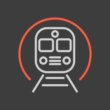 Metro metro treni düz vektör simgesi koyu arkaplanda. Seyahat ve turizm web sitesi ve uygulama tasarımı, logo, uygulama, UI için grafik sembolü