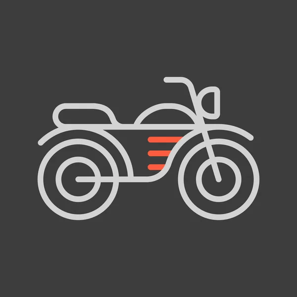 Motocicleta Ícone Vetor Plana Fundo Escuro Símbolo Gráfico Para Viagens — Vetor de Stock