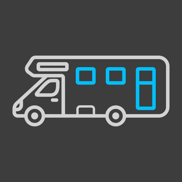 Mobile Home Motor Home Caravan Trailer Vehicle Flat Vector Icon — Stock Vector