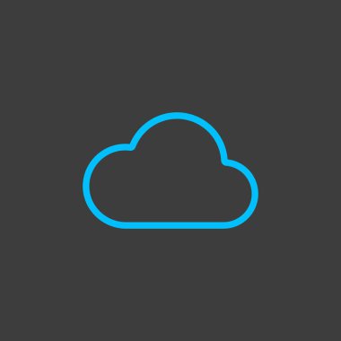Karanlık arka planda bulut vektör simgesi. Meteoroloji işareti. Seyahat, turizm ve hava durumu web sitesi ve uygulama tasarımı, logo, uygulama, UI için grafik sembolü