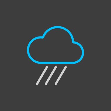Koyu arkaplanda Raincloud vektör simgesi. Meteoroloji işareti. Seyahat, turizm ve hava durumu web sitesi ve uygulama tasarımı, logo, uygulama, UI için grafik sembolü