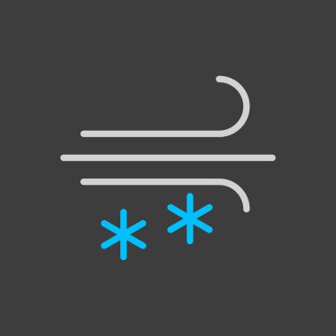 Koyu arkaplanda kar fırtınası vektör simgesi. Meteoroloji işareti. Seyahat, turizm ve hava durumu web sitesi ve uygulama tasarımı, uygulama, UI için grafik sembolü