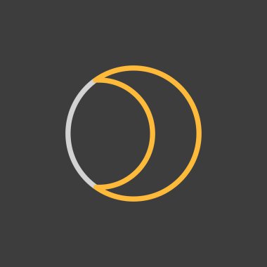 Genç Ay vektör simgesi koyu arkaplanda. Meteoroloji işareti. Seyahat, turizm ve hava durumu web sitesi ve uygulama tasarımı, logo, uygulama, UI için grafik sembolü