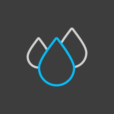 Karanlık arka plana su vektör simgesi bırak. Meteoroloji işareti. Seyahat, turizm ve hava durumu web sitesi ve uygulama tasarımı, logo, uygulama, UI için grafik sembolü