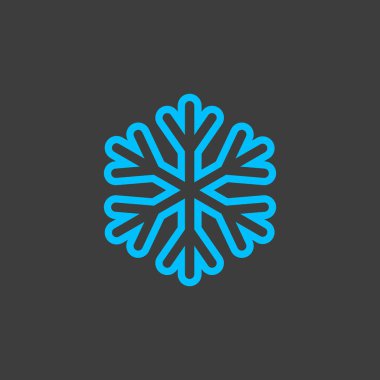 Koyu arkaplandaki Kar Tanesi vektör simgesi. Meteoroloji işareti. Seyahat, turizm ve hava durumu web sitesi ve uygulama tasarımı, logo, uygulama, UI için grafik sembolü