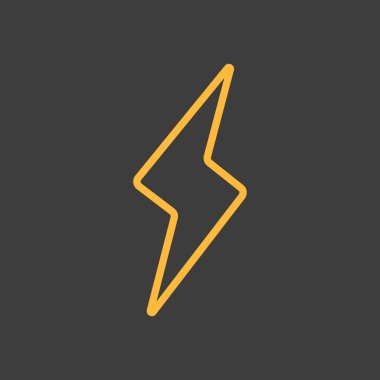Karanlık arka planda yıldırım vektör simgesi. Meteoroloji işareti. Seyahat, turizm ve hava durumu web sitesi ve uygulama tasarımı, logo, uygulama, UI için grafik sembolü