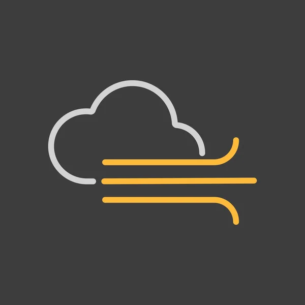 Иконка Вектора Облачности Ветра Темном Фоне Метеорологический Знак Графический Символ — стоковый вектор