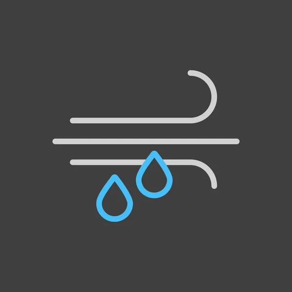 Icono Vector Lluvia Viento Sobre Fondo Oscuro Signo Meteorología Símbolo — Vector de stock