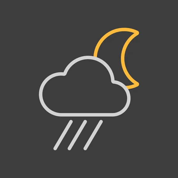 Regnmoln Med Månens Ikon Mörk Bakgrund Meteorologiska Tecken Diagram Symbol — Stock vektor