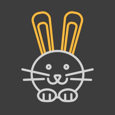 Koyu arkaplanda tavşan vektör simgesi. Evcil hayvan işareti. Evcil hayvan ve veteriner web sitesi ve uygulama tasarımı, logo, uygulama, UI için grafik sembolü