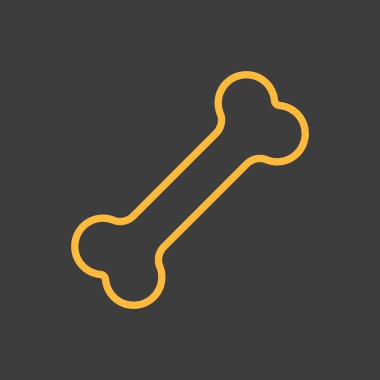 Koyu arkaplanda köpek kemiği vektör simgesi. Evcil hayvan işareti. Evcil hayvan ve veteriner web sitesi ve uygulama tasarımı, logo, uygulama, UI için grafik sembolü