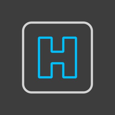 Karanlık arka planda hastane vektör ikonu. İlaç ve sağlık sigortası, tıbbi destek işareti. Tıbbi web sitesi ve uygulama tasarımı için grafik sembolü, logo, uygulama, UI