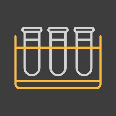 Koyu arkaplanda test tüpleri vektör simgesi. İlaç ve sağlık sigortası, tıbbi destek işareti. Tıbbi web sitesi ve uygulama tasarımı için grafik sembolü, logo, uygulama, UI