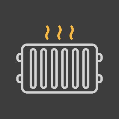 Radyatör, arka planda ısıtıcı vektör düz simgesi. İnşaat, onarım ve inşaat. Web sitenizin tasarımı için grafik sembolü, logo, uygulama, UI